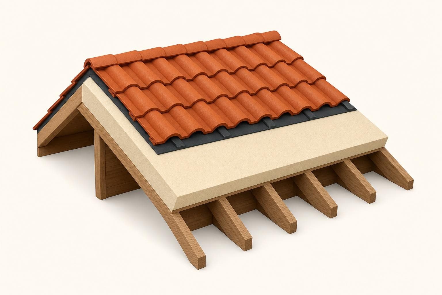 Pitched-Dach wird mit neuen Tonziegeln neu eingedeckt